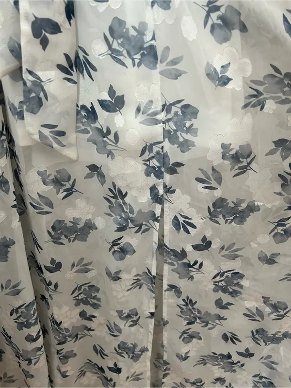 Baltic Born Luca Jacquard Kimono Slate Blue Floral White Short Sleeve Maxi - Image 5