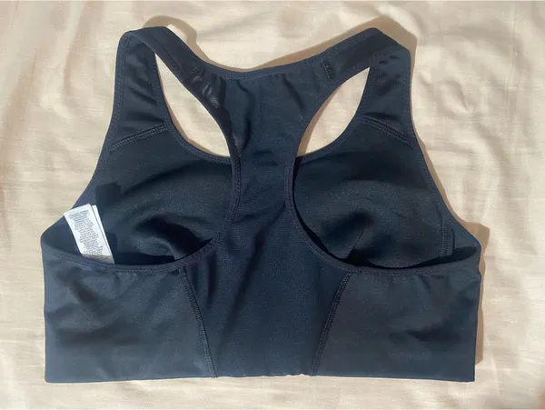Nike Dri-Fit Sports Bra Black White Logo - Image 2