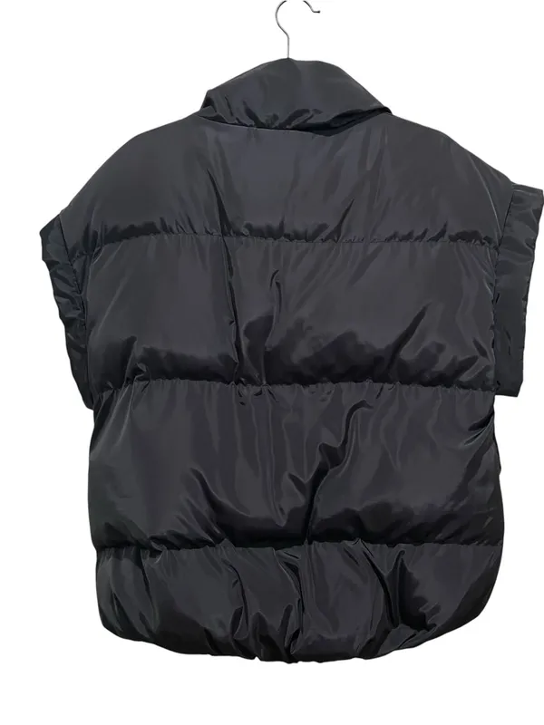 Ellison Black Puffer Vest Oversized Quilted Short Sleeve Zip Up Women Size Small - Image 9