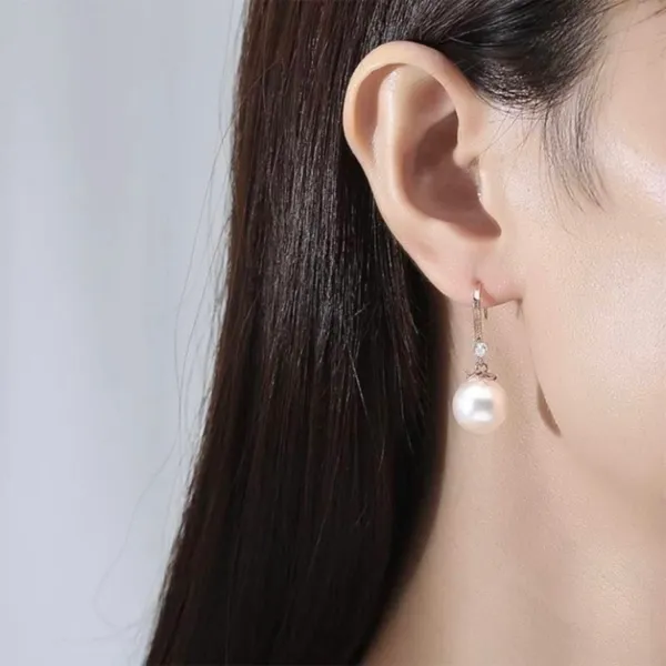 925 Silver Plated White Pearl Dangle Drop Earrings for Women - Image 4
