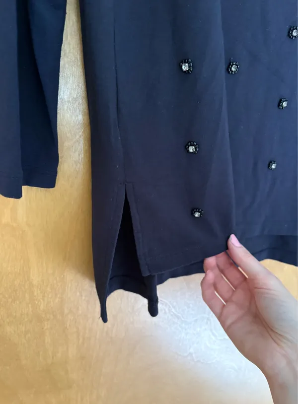 Ann Taylor Navy Beaded Shirt - Image 4