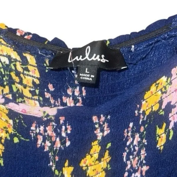 ✨Lulu’s Fairytale Bliss Navy Blue Floral Print Skater Sz Large Dress✨ - Image 6