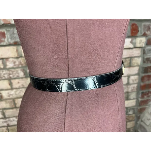 belt vegan leather goldtone buckle 1990s - Image 8