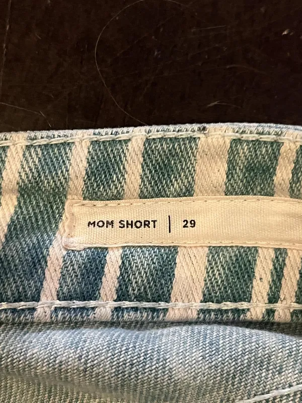 PacSun Mom Denim Shorts Womens 29 Blue Striped High Rise Cuffed Casual - Image 4