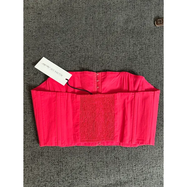 Alina Liu x Lisa Says Gah Red Strapless Corset Top size S NWT Cotton with Boning - Image 2