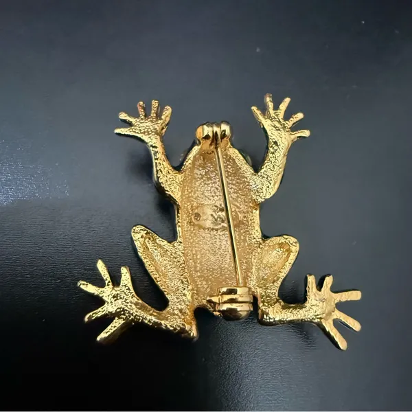 Vintage GIOVANNI Enameled Green Frog Gold-tone Miniature Mini Brooch 9.1g. - Image 11