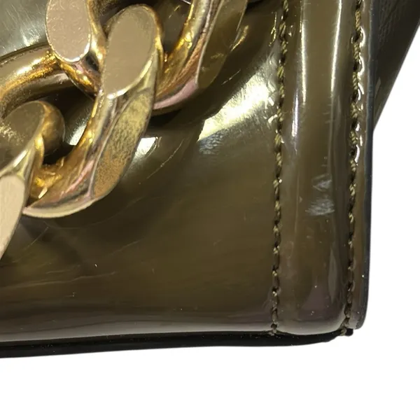 ALDO Fabyx satchel bag khaki green chunky gold chain Handbag Crossbody 8 x 6 in - Image 9