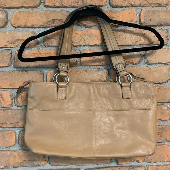 Wilsons Leather Women's Pebbled Leather Satchel‎ Purse Bag Light Brown Medium - Image 5