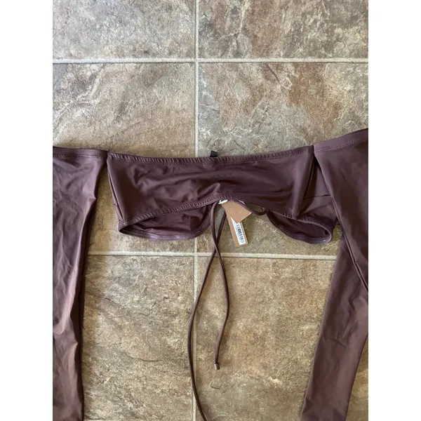 SKIMS Swim Long Sleeved Bikini Top Cocoa Size Small - Image 5