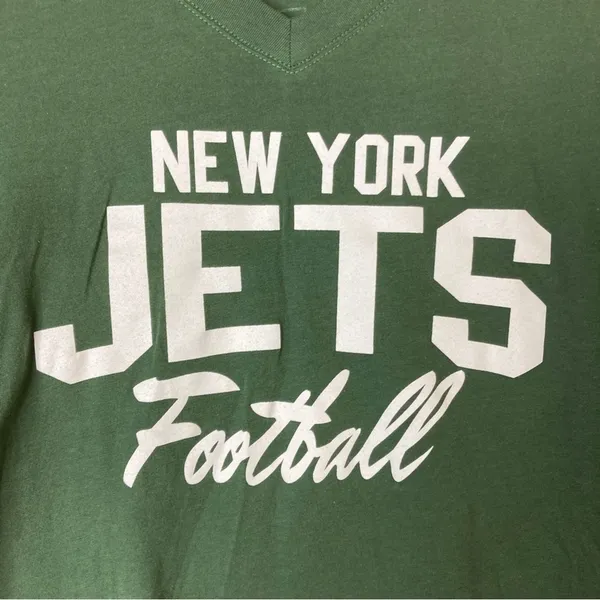 Junk Food New York Jets Football Tee Green Long Sleeve V-Neck Womens Small - Image 2