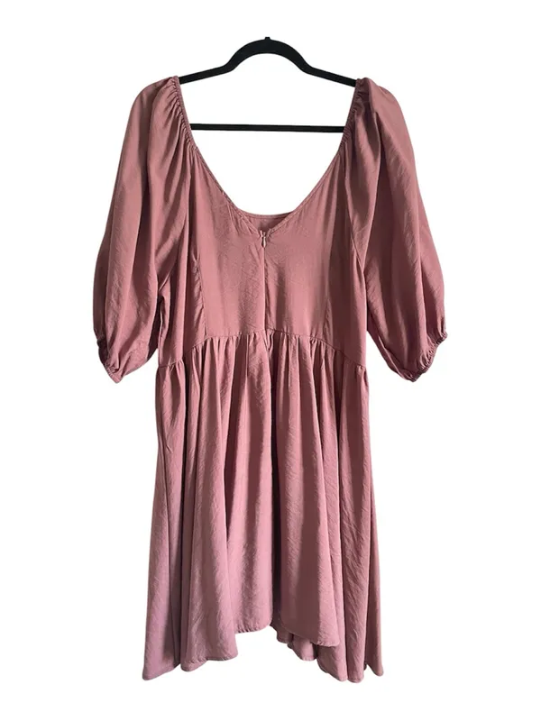 Mía joy Puff Sleeve Scoop Neck Mini Dress in Dusty Rose - Image 4