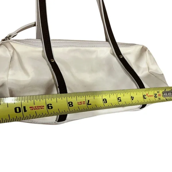 Kate Spade New York white and brown trim small nylon Tote handbag - Image 10