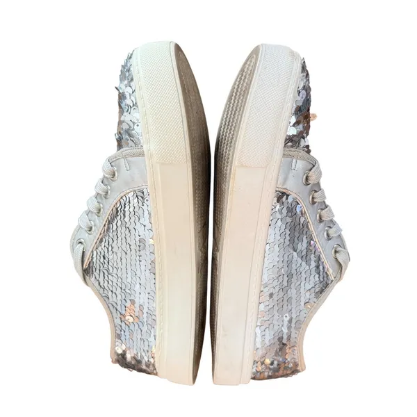 Dirty Laundry Silver Sequin Sneakers Women's 7.5‎ Sparkle Lace-Up - Image 5