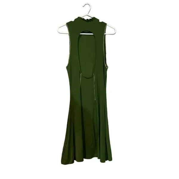 Urban Outfitters Deja Seamed Ribbed Cutout Back High Neck Mini Dress‎ Size Large - Image 5