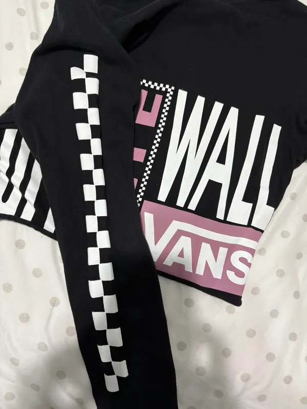 Long Sleeve Black Checkered Logo Crop - Image 3