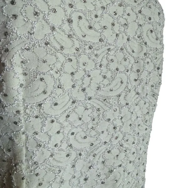Womens R&M Richard Vintage White Sparkle & Stitched Sleeveless Blouse Top Sz 12 - Image 2