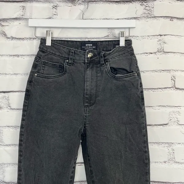 Y2K Cotton On High Rise Stretch Mom Jeans Black Distressed Preppy Size 4 Grunge - Image 5