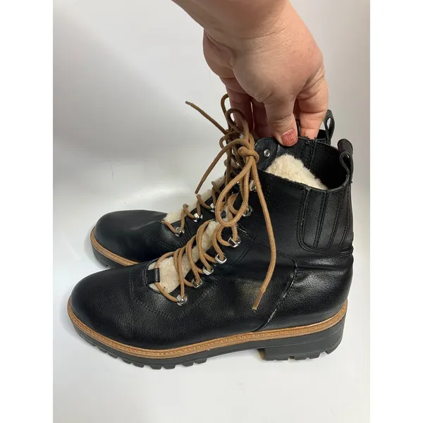 Nine West Ivani black lace up combat boots women's size‎ 11 faux leather trendy - Image 4