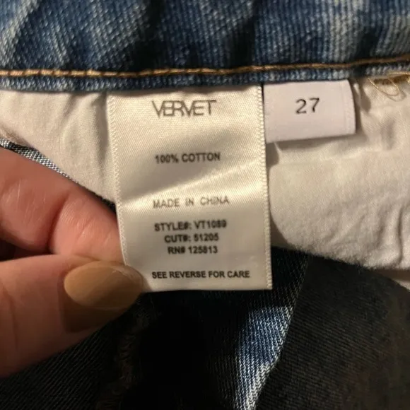 Vervet Rise Waist‎ Distressed Jeans Women’s Size 27 Denim Cropped 100% Cotton - Image 6