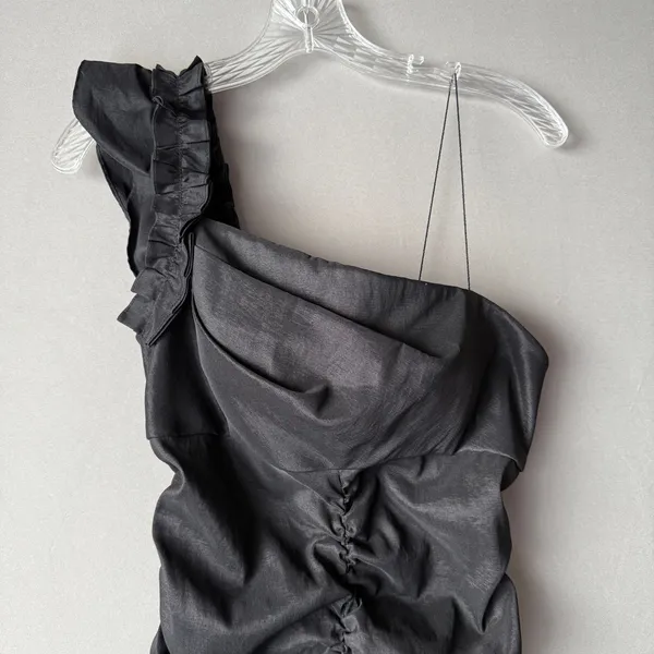 Hailey Logan Office Siren MobWife Ruched One Shoulder‎ Dress M Black - Image 2