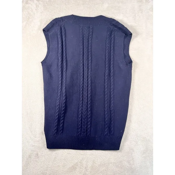 Sunday Best Aritzia Winston Sweater Vest Womens S Navy Cable Knit Wool Preppy - Image 7