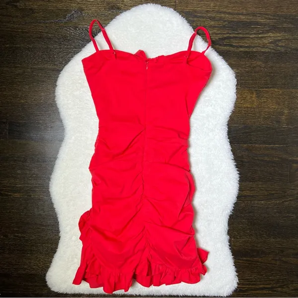 Tiger Mist Red Millie Ruched Mini Dress - Image 8