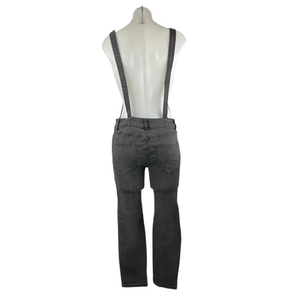 Free People Women's Gray Sleeveless Skinny Denim Dungarees Overalls Jumpsuit 25 - Image 2