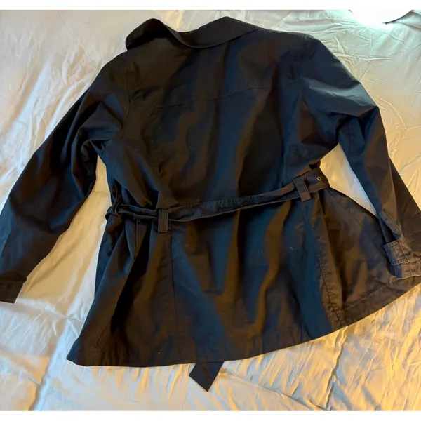 Eddie Bauer Womens Black Double Breasted Belted Trench Coat Jacket Size XL - Image 9