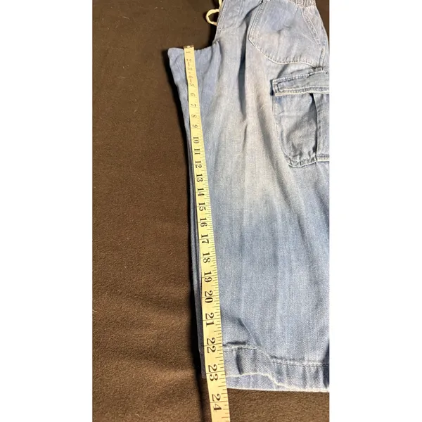 GAP Easy Jean Cargo Pants Large Petite Indigo Drawstring Utility Pockets - Image 8