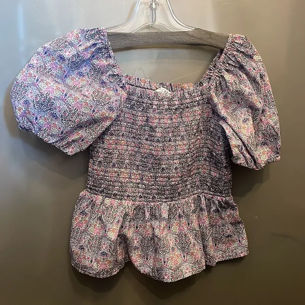 J. Crew Smocked Square-neck Cotton Top In Liberty Club Nouveau Floral Pr… - Image 5