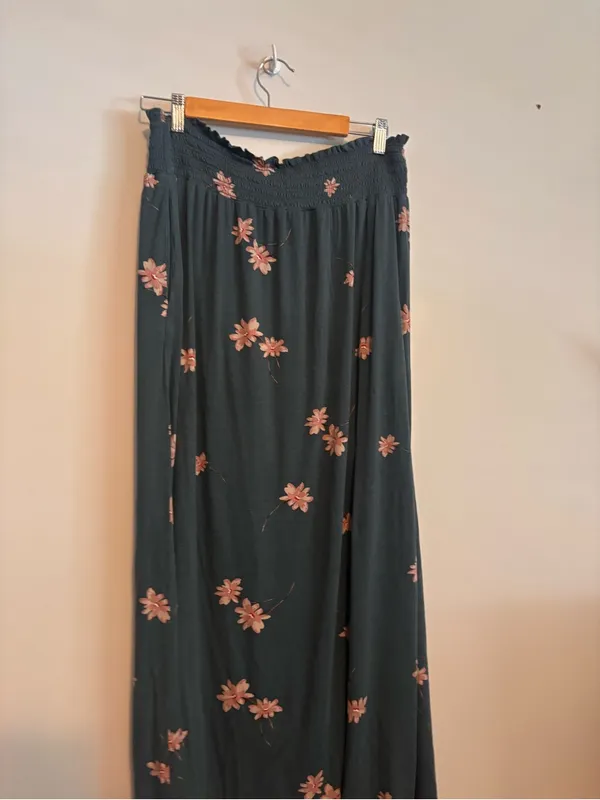 DR2 Daniel Rainn Green Pink Floral Smocked Boho Midi Maxi Skirt - Image 9