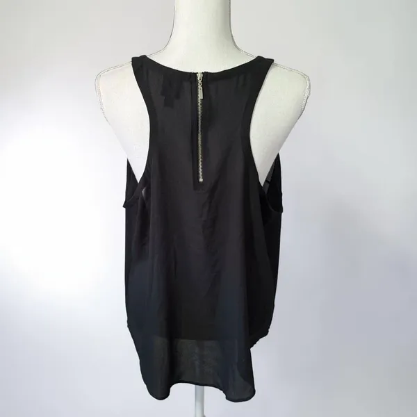 2B Bebe Y2K Black Semi Sheer V-Neck Tank Sz 2X READ - Image 3