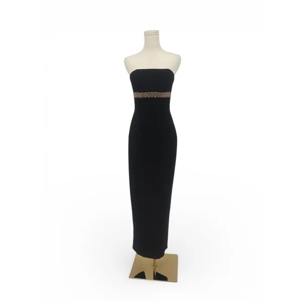 Jovani Strapless Black Column Gown Beaded Waist Sz 4‎ New - Image 3