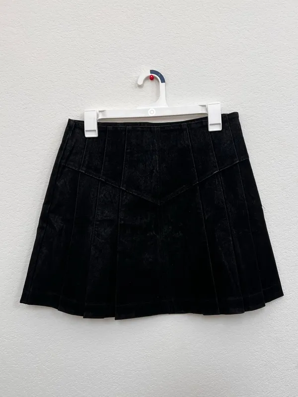 Free People “Sugar & Spice” Pleated Mini Skirt Black Size 10 100% Viscose‎ - Image 2