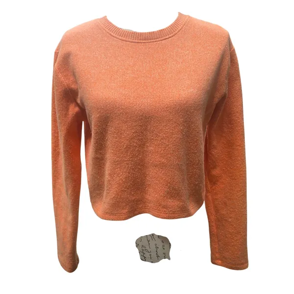 Zara Cropped Knit Sweater Orange Long Sleeve Top Women's‎ Small - Image 2