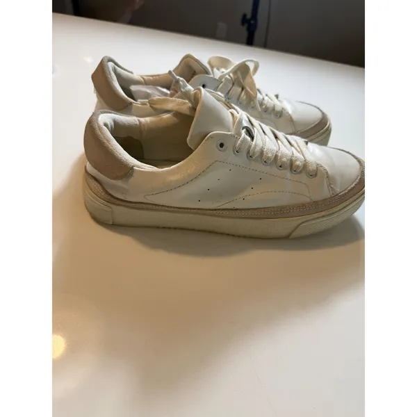 AllSaints Trish Leather Platform Sneakers Chalk White Women's Size 9 - Image 8