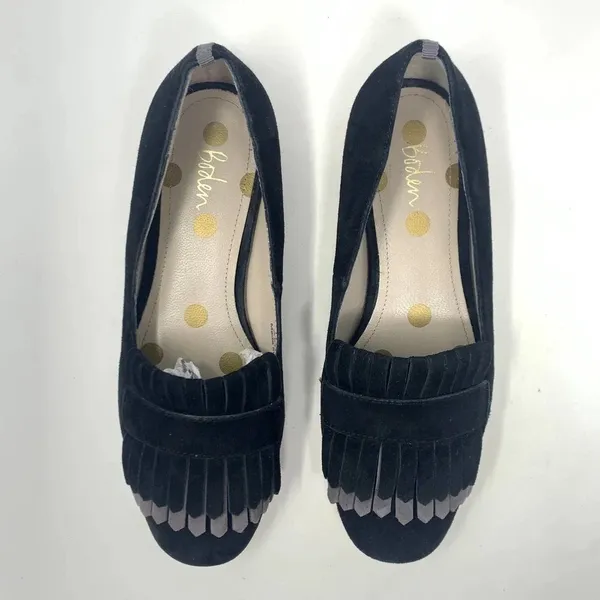Boden Melody Suede Loafers Black‎ & Pewter Fringe Flats Size 36 / US 5.5 - Image 3