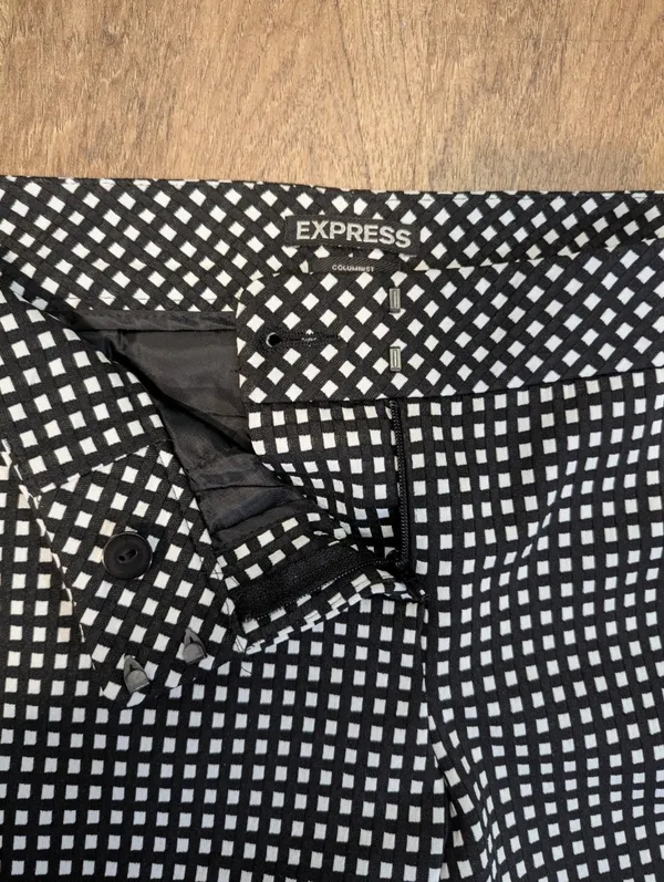 Express Dress Pants, Size 2R, Black & White Check Pattern - Image 5