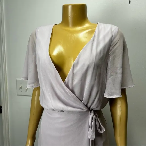 Show Me‎ Your Mumu Sophia Wrap Dress Lilac Lavender Flutter Sleeve Maxi Large - Image 7