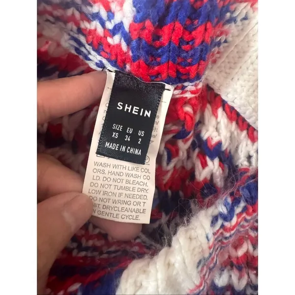 Red White Blue Crochet Flare Knit Pants Womens XS 2 Fringe Side Patriotic 4th of - Image 3