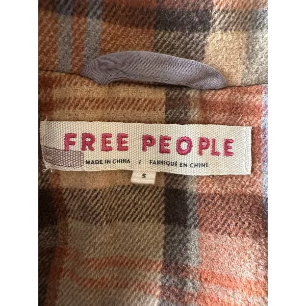 Free People Wool Mari Tartan Plaid Blazer Winter Wheat Small Dark Academia - Image 12