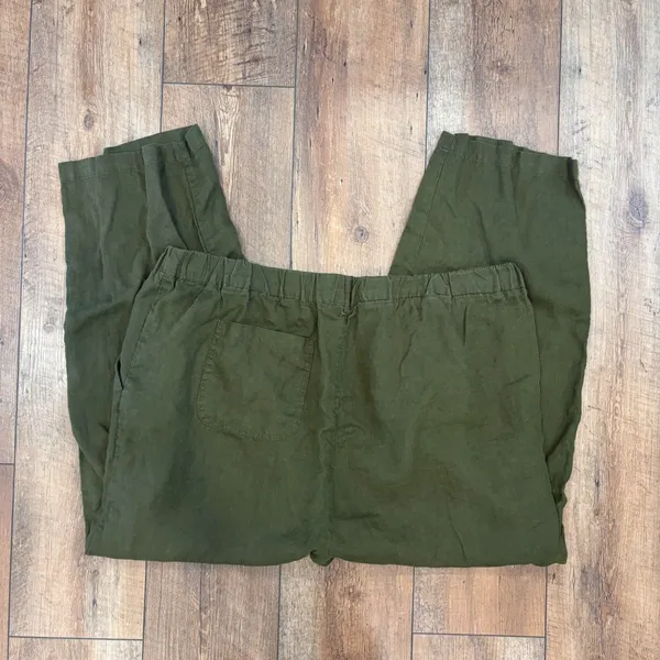 Quince 100% European Linen Pants Womens XL Martini Green Sustainable Eco Capsule - Image 5