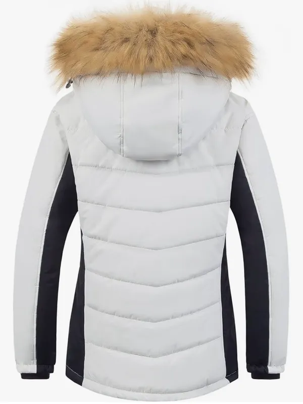 Women's Waterproof Insulated Faux Fur Winter Ski Puffer Jacket with Hood - Image 2