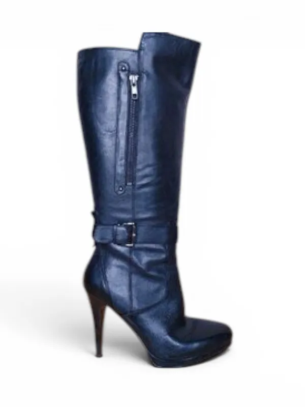Nine West Black Knee-High Stiletto Boots - Image 2