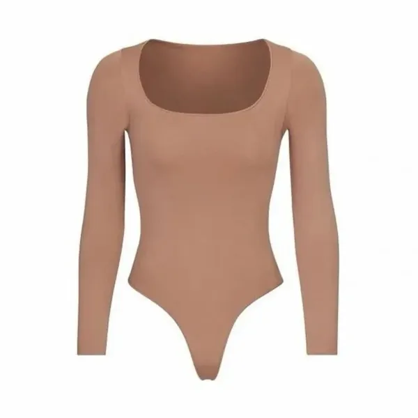 ✨Skims Essential Long Sleeve Scoop Neck Tan Sz S/M Bodysuit✨ - Image 3