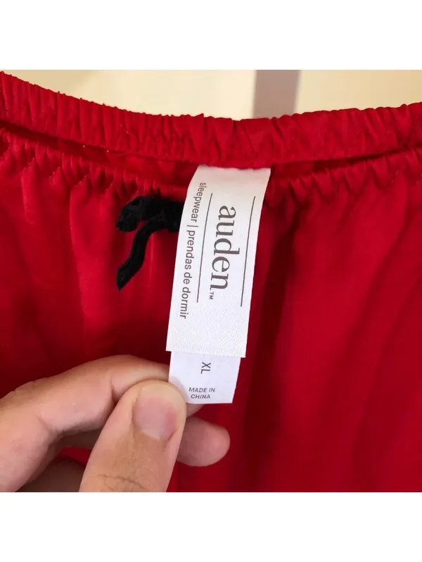 Auden NWT Women's Red Satin Pajama Pants Size XL - Image 6