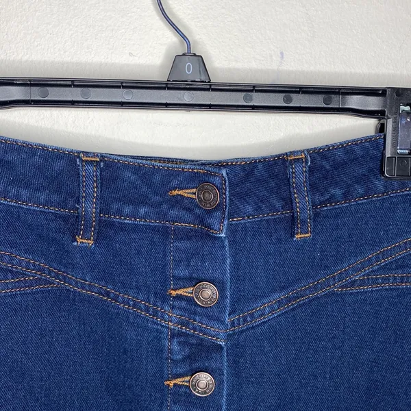 Pacsun button through dark wash denim mini skirt size 28 - Image 4