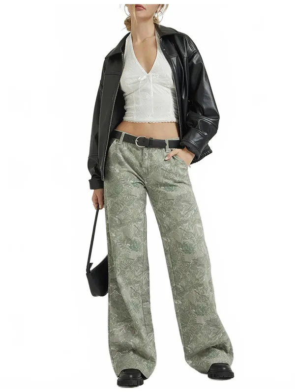 PacSun Tree Camo Low Rise Baggy Pants NWT Camouflage Green Size 27 - Image 7