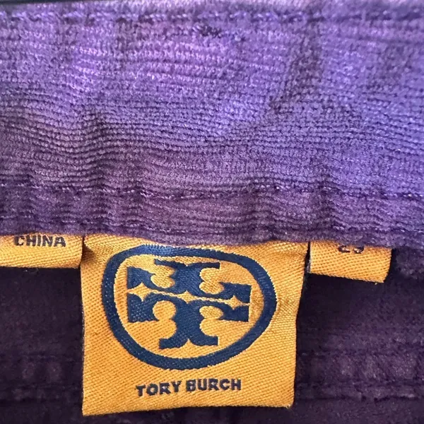 Tory Burch Purple Corduroy Pants with‎ Gold Embellishment Skinny Size 29 - Image 4