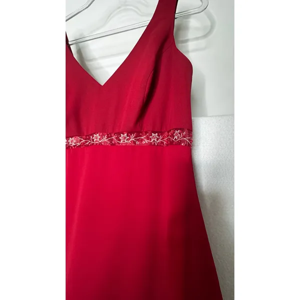 1990s Y2K Michaelangelo Red Beaded Chiffon Evening Gown size 8 - Image 14